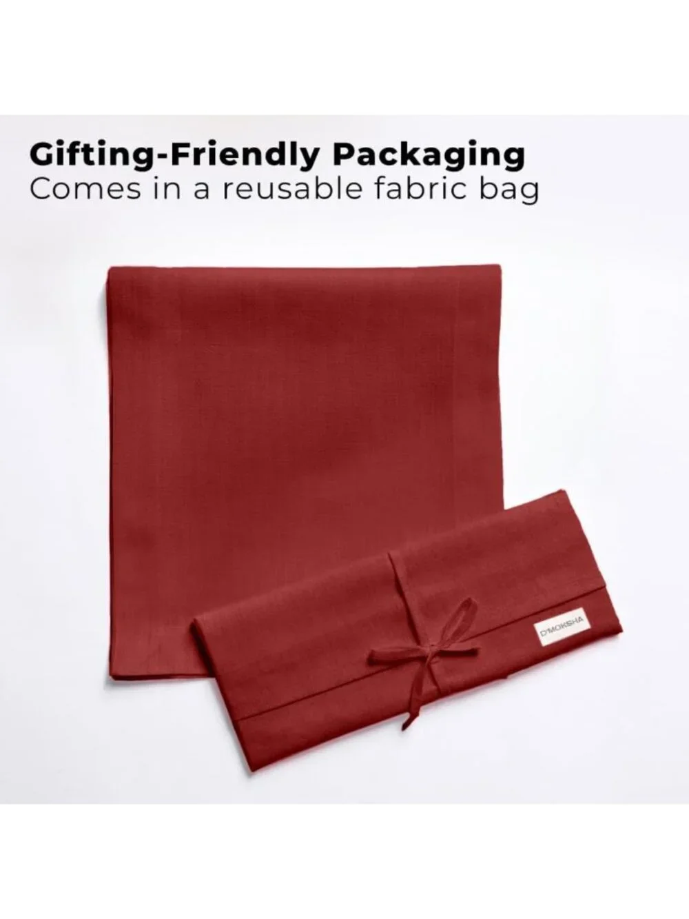 Linen-Look Table Runner, Recycled Fabric, Wrinkle Resistant, Red 14x144 Inch